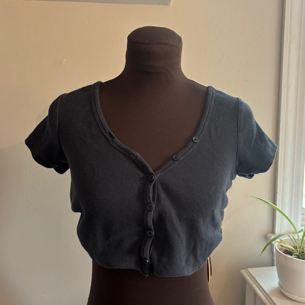 Black Button-Up Women's Top